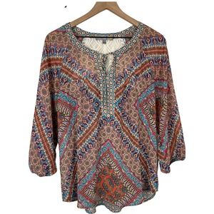 Figueroa Eflower women size L multi pattern Chiffon blouse